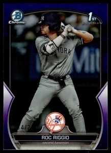2023 Bowman DRAFT CHROME ROC RIGGIO PURPLE REFRACTOR 184/250 YANKEES BDC-30 - Picture 1 of 2