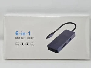 6 in 1 USB-C Hub HB044 Factory Sealed Box HDMI USB SD TF 4K - Neu - Bild 1 von 2