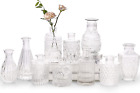 Glass Bud Vase Set Of 10 - Small Vases For Flowers, Clear Bud Vases In Bulk, Cut