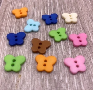 13mm Mixed Colour Butterfly Resin Buttons 2 Hole Crafts Baby Cardigans Sewing - Picture 1 of 14