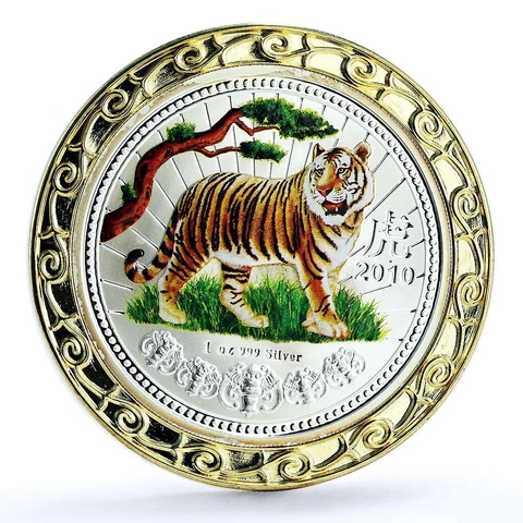 Malawi 100 kwacha Lunar Calendar Year of the Tiger Gilded Ring silver coin 2010 Cover