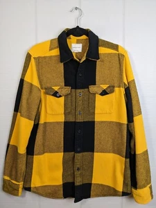 American Eagle Classic Fit MED Yellow Black Plaid Flannel Button Down Shirt  - Picture 1 of 9