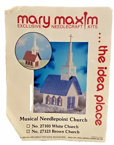 Mary Maxim Exclusive Needlecraft Kit Musical Needlepoint Church 27123 Brown Chur - Picture 1 of 8