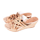 Donald J. Pliner Salma Wedge Sandals, Light Tan Cork Criss Cross Casual Boho 9.5