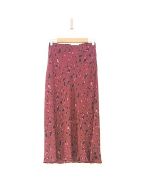 ba&sh Burgundy Leopard Print Midi Skirt - Image 1 of 4