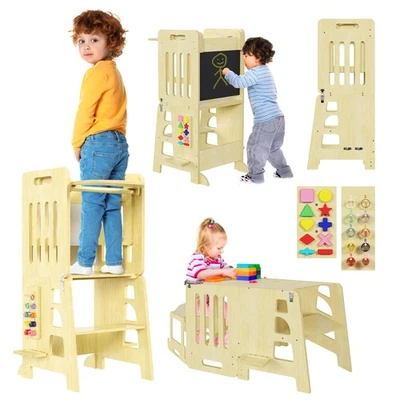 4in1 Foldable Tower - Collapsible with Sensory Toys - Montessori Step Stool T... - Image 1 of 4