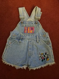 Vintage 90s Mickey And Co 2T Overalls shorts Embroidered Disney Denim Shortalls - Picture 1 of 7