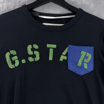 Camisa G-Star Raw Manga Larga Para Hombre Talla Pequeña Negra Logo Bolsillo Foto 1 de 4