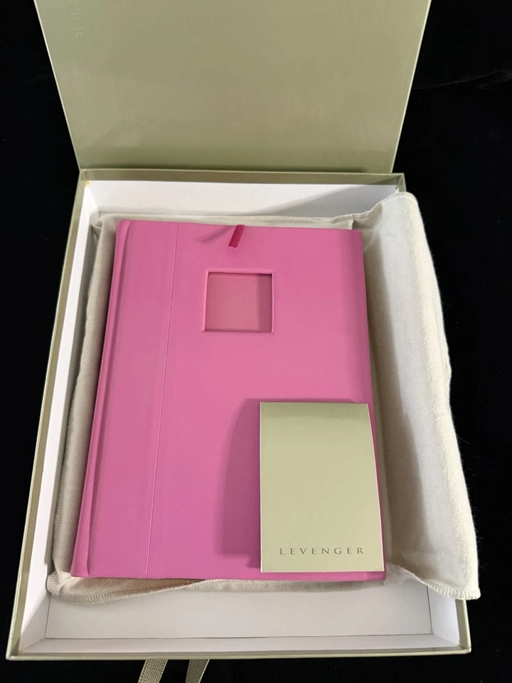 Levenger Pink Leather Unlined Notebook Journal w/Dust Bag & Box New - Image 1 of 4