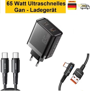 65W GaN Ladegerät USB-C+usbA mit LadeKabel | Schnellladegerät für Handy & Tablet - Bild 1 von 23