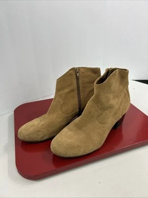 Antonio Melani Botines Tacón Tostado Gamuza Cuero Cremallera Para Mujer Talla 8M Foto 1 de 4