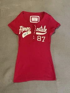 2000s Aeropostale Hot Pink Henley Top Y2K It Girl Size L - Picture 1 of 4