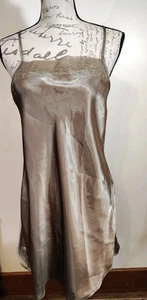JACLYN SMITH Camisón Líquido Satén Chemise Vestido Sin Mangas Verde Oliva Talla M - Imagen 1 de 6
