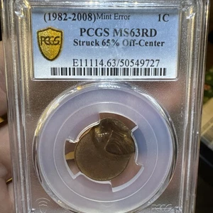 1982-2008 Penny 65% Off Struck Pcgs Ms 63 Red Mint Error - Picture 1 of 11