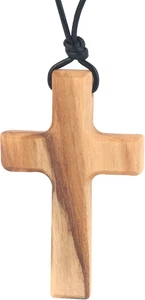 Natural Wood Cross Pendant Necklace Hand Carved Wooden Cross Necklace for Men Wo - Picture 1 of 12