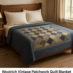 Vintage Woolrich Patchwork Corduroy Quilt Blanket 62x84” Americana Cabin Throw - Picture 1 of 9