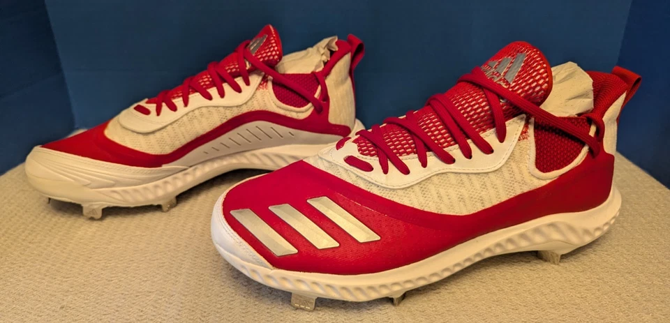 adidas Icon V Bounce Iced Metal Baseball Cleats Size 11.5 Ee4130 Red White