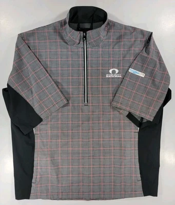 FootJoy 男式 HydroLite 雨衣格子高尔夫橙色县国家大风 — 第 1/4 张图片