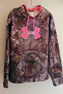 Under Armour Realtree Camouflage Camo Pink Womens XL Hoodie Hunting Sweatshirt  - Picture 1 of 3