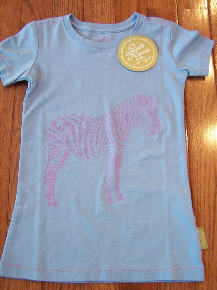 Life is GoodGirls GOOD KARMA "Poetry Zebra" S/S Shirt SKY BLUE Girl's XXS  NWT - Image 1 of 1