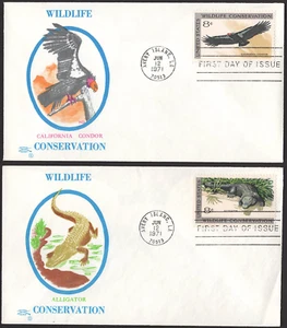 Wildlife Conservation FDCs - Set of 4, SC# 1427 - 1430, Colonial cachet - Picture 1 of 2