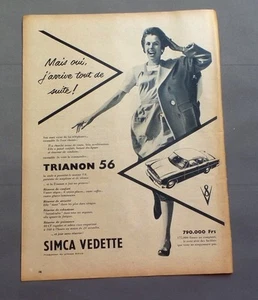 PUB PUBLICITE ANCIENNE ADVERT CLIPPING 130717 / VOITURE TRIANON 56 SIMCA VEDETTE - Picture 1 of 1