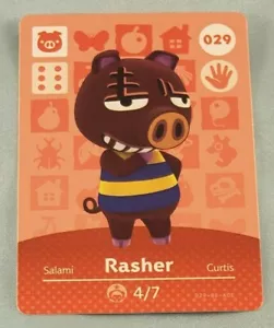 Animal Crossing Amiibo Card Series 1 Rasher OFFICIAL CARD - Picture 1 of 2