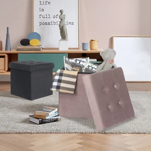 Sitzhocker mit Stauraum Sitzwürfel Sitzbank faltbar Gepolsterte aus Samt #2125 - Bild 1 von 10