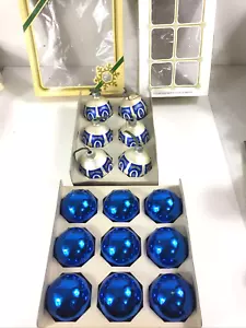 Vintage Glas Weihnachtsschmuck Noelle 15 insgesamt blau und silber in Boxen. - Bild 1 von 12