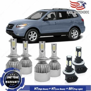 For Hyundai Santa Fe 2007 2008 2017 2018 LED Headlight Fog Light Bulbs Combo - Bild 1 von 12