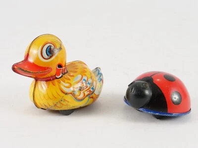 Lehmann n° 903 canard et n° 901 coccinelle jouet mécanique friction en tôle - Photo 1/4