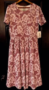 Wunderschön Neu mit Etikett LuLaRoe BURGUNDERROT MIT WEISSER BLUMENSPITZE Amelia Kleid L Einhorn - Bild 1 von 4