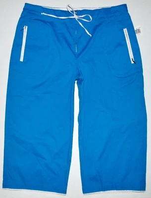 NUEVO Sutton Studio Talla 10 X 18.5 Corto Elástico Capri Turquesa Blanco Bolsillos con Cremallera Foto 1 de 4