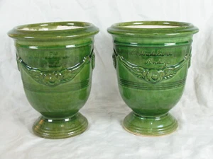9” h Green La Madeleine France Planter Decorative Country Pot - Picture 1 of 8