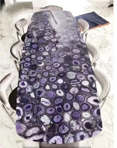 Purple Geode Agate Dining Table top, agate Counter Slab top, Christmas Gifts top - Picture 1 of 3