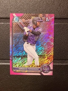 2022 Bowman Cromo Yanquiel Fernández 1er REFRACTOR DE BRILLO FUSCHIA /199 BCP-191 - Imagen 1 de 2