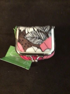 VERA BRADLEY MOCHA ROUGE CONTACT LENS CASE with KISS LOCK CLOSURE NWT - Picture 1 of 3