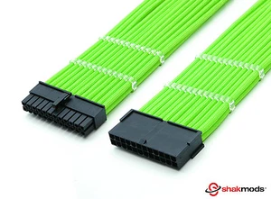 Shakmods 24pin ATX Motherboard 30cm Green Sleeved Extension + 2 Cable Combs - Picture 1 of 7