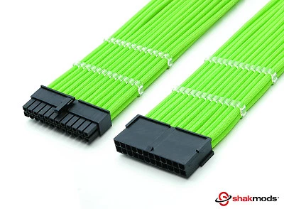 Shakmods 24pin ATX Motherboard 30cm Green Sleeved Extension + 2 Cable Combs - Image 1 of 4