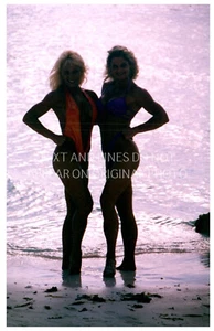 4x6" Sexy Silhouette Beach Bikini Pose Female Bodybuilders - Found Photo - Picture 1 of 1