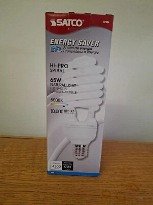 Satco S7386 65T5/50 Spiral Compact 65W 120V T5 Mog E26 5000K- NEW IN PACKAGE - Image 1 of 2
