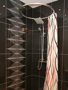 Tondo Asta Argento Ø 100 CM Cromo Angolo per Tenda Doccia Della - Foto 1 di 2