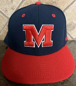 Ole Miss Hat Cap Men's 7 Fitted Blue College Baseball Nike True Dri Fit - Picture 1 of 6