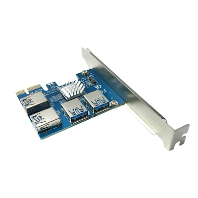 AAAwave PCI Express 1X to 16X Riser Card 1 to 4 USB3.0 Multiplier Hub Adapter - Image 1 of 4