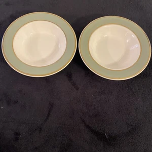 Taylor Smith Classic Heritage Green 6" Rimmed Berry Bowls Set of 2 - Picture 1 of 3