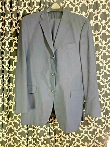 Burberry London Navy Black Tiny Checkered 3-button 100% Wool Suit - Sz. 42L 38W - Picture 1 of 8