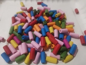 600pcs 12mm x 6mm WOODEN Tube Column Hole 1.5mm Spacer Beads PASTEL ASSORTED X11 - Picture 1 of 1