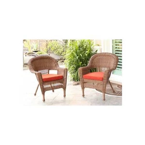 Jeco Wicker Chair with Cushion Honey\Orange - Picture 1 of 1