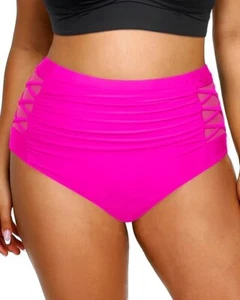 Women Plus Size Bikini Bottoms High Waist Swimsuit Bottom Tummy Control Size 14W - Picture 1 of 5