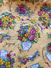 Vtg Fabric Robert Kaufman Spring Floral Pink Blue Green Yellow 1yd+19" x 42"